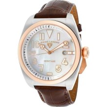 SWISS LEGEND Watches Men's Heritage White MOP Dial Rose Gold Tone Beze