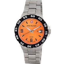 Swiss Military Calibre Watches Men's Racer Orange Dial Silver-Tone Sta