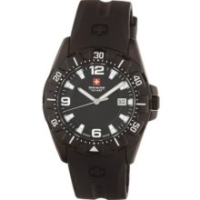 Swiss Military Calibre Watches Men's Marine Black Dial Black Rubber Bl