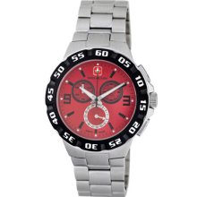 Swiss Military Calibre Watches Men's Racer Chronograph Red Dial Silver