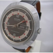 Swiss Water Resist Shock Resist Big Sicura Watch 1960's