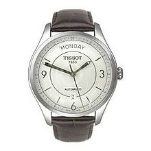 T-One Men's Silver Automatic Brown Leather Watch T0384301603700