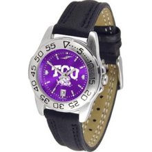 TCU Horned Frogs watch : TCU Horned Frogs Ladies Sport Leather AnoChrome Watch