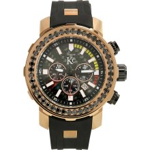 Techno Com Men's KC 4.5ct Black Diamond-accented Rose-goldtone Watch (Techno Com KC 4.5CT Black Diamond Watch Rose Tone)