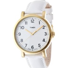 Timex Classic Women's Quartz Watch With White Dial Analogue Display And White Leather Strap T2p170pf