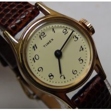 Timex Ladies Gold Watch w/ Lizard Strap