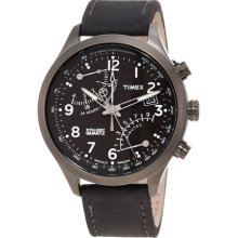 Timex Men's IQ T2N930 Brown Calf Skin Quartz Watch with Black Dial