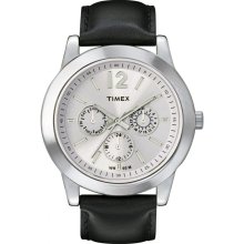 Timex Men's T2m809 St. Steel Bezel Leather Strap Multifunction Wr. Watch