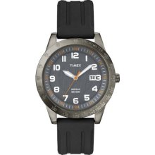 Timex Mens T2n919 Elevated Classics Gun Metal Case Resin Strap Watch Wristwatch