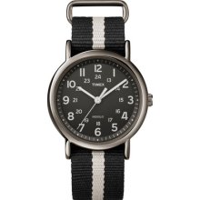 Timex Weekender Slip-thru Analog Watch Black/ White T2n889 Worldwide Shipping