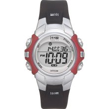 Timex Women's 1440 Sports Digital Red/Silver-Tone Watch, Black Strap