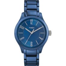 Timex Women's Quartz Watch With Blue Dial Analogue Display And Bracelet T2p105