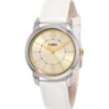 Timex Women's T2N6829J Style Chic White Metallic Leather Strap