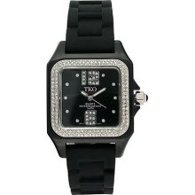 TKO Ladies Riviera Ice Polycarbonate and RubberStrap Watch - Black - One Size