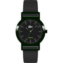 Tokyo Lacoste Men`s Black Plastic Watch W/ Rubber Strap