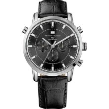 Tommy Hilfiger Black Leather Chronograph Mens Watch 1790875