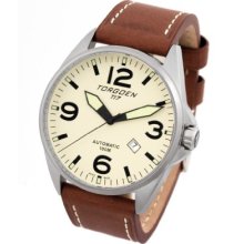 Torgoen Men's Automatic Movement Watch With Brown Leather Strap - T17103