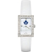 Toronto Maple Leafs Ladies Allure Watch White Leather Strap LogoArt