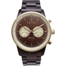 Triwa Unisex Turtle Nevil Chronograph Acetate Watch - Tortoise Bracelet - Brown Dial - NEAC113