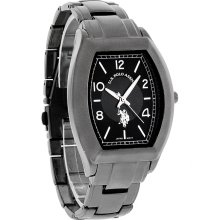 U.S. Polo Assn Mens Tonneau Dial Black Tuxedo Dress Quartz Watch USC80263