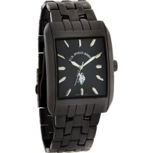 U.S. Polo Assn Mens Rectangular Black Tuxedo Dress Quartz Watch USC80361