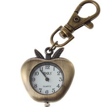 Unisex Apple Design Alloy Analog Quartz Keychain Watch (Bronze)