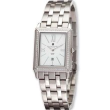 Unisex Charles Hubert Stainless Diamond Bezel White Dial Watch