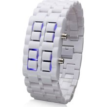 Unisex Faceless Style Blue Wrist LED Watch (White)