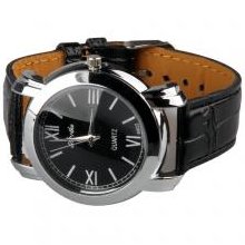 unisex quartz movement leather band wristwatch wrist watch fashion wat