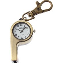 Unisex Whistle Design Alloy Quartz Analog Keychain Watch (Bronze)