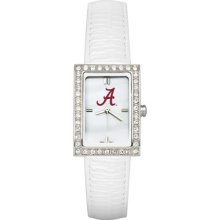 University of Alabama Ladies Fashion Watch with White Leather Str ...