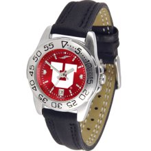 Utah Utes Sport Leather Band AnoChrome-Ladies Watch