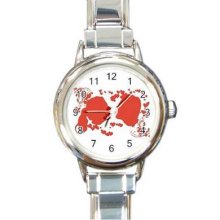 Valentine Love 16 Starter Italian Charm Links Round Watch 11