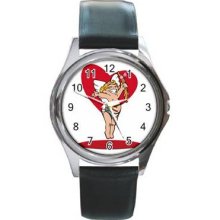 Valentine Love Unisex Silver-Tone Round Metal Watch 07