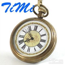 Vegan Mens Pocket Watch Made Of Copper Roman Number Collect Freeship