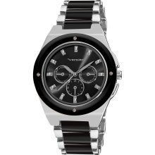 Vernier Women's Silver Tone/ Black Resin Faux Chrono Bracelet Watch