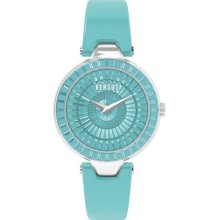 Versus Sertie Womens Turquoise Dial Textured Glass Bezel Genuine ...