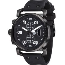 Vestal Mens USS Observer Chrono Stainless Watch - Black Rubber Strap - Black Dial - OBCS001