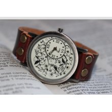 vintage bird and tree wrist watch,leather watch,vintage watch,handmade watch