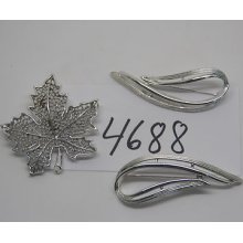 Vintage Jewelry Lot Of 3 Brooches All Signed Sarah Cov Silver Tone 4688