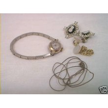 Vintage Ladies Gold Timex Watch & Misc Vintage Costume Jewelry Lot