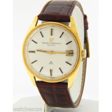 Vintage Men's 18k Girard Perregaux Gyromatic Automatic Leather Band Watch