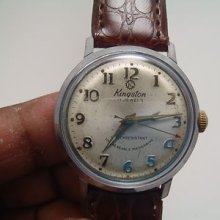 Vintage Rare Kingston 17 Jewel Mechanical Shock Resist Waterproof Mens Watch