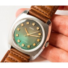 Vintage watch Zarja retro mechanical watch forest green face watch USSR