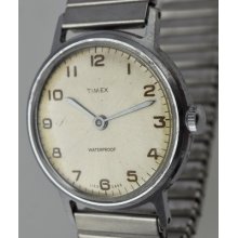 Vtg 1966 Timex Youth Watch Silver Toned Face Hands Expansion Band Ready To Wear