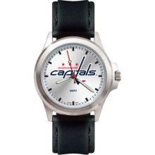 Washington Capitals Silver Tone Leather Watch - Cap137 - Men