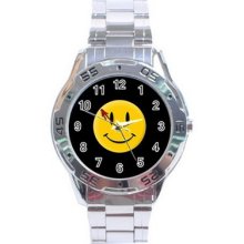 Watchmen Smiley Stainless Steel Analogue Watch For Men Fashion Gift Hot