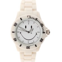 Wave Gear Smiley Happy Time Womens WGS-SOWV01 Smiley Original White Analog Watch - White - Plastic