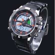 Weide Mens Fashion Sports Style Orange Hands Stainless Steel Case Wrist Watch