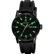 Wenger Men's 'commando' Day Date Green Black Dial Watch